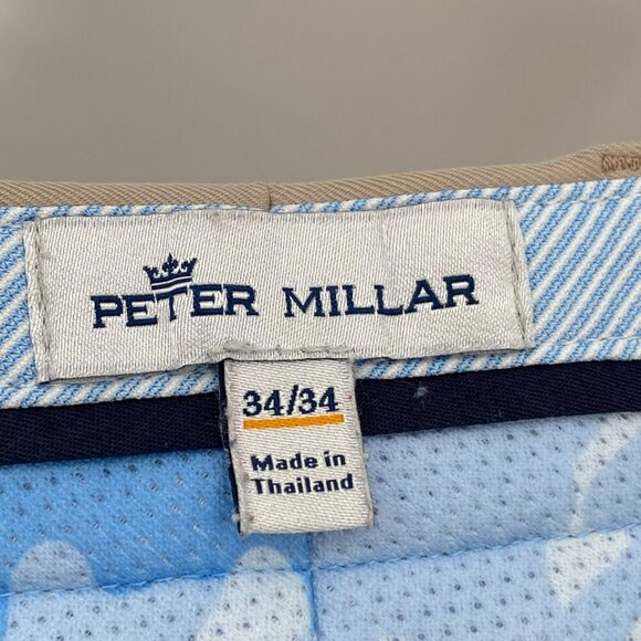 Peter Millar Tan 100% Polyester Slacks Men's Size 34 Hemmed to 30" Length - Picture 8 of 8